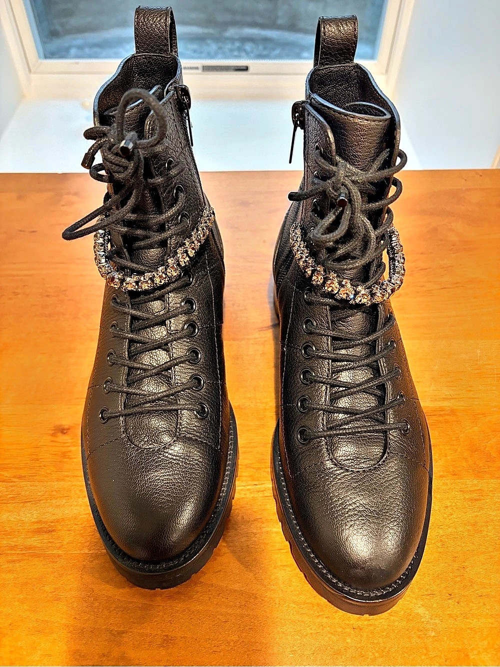 Madden Girl Black Embellished Combat Boots Like New
